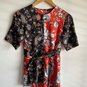Orange and black printed blouse